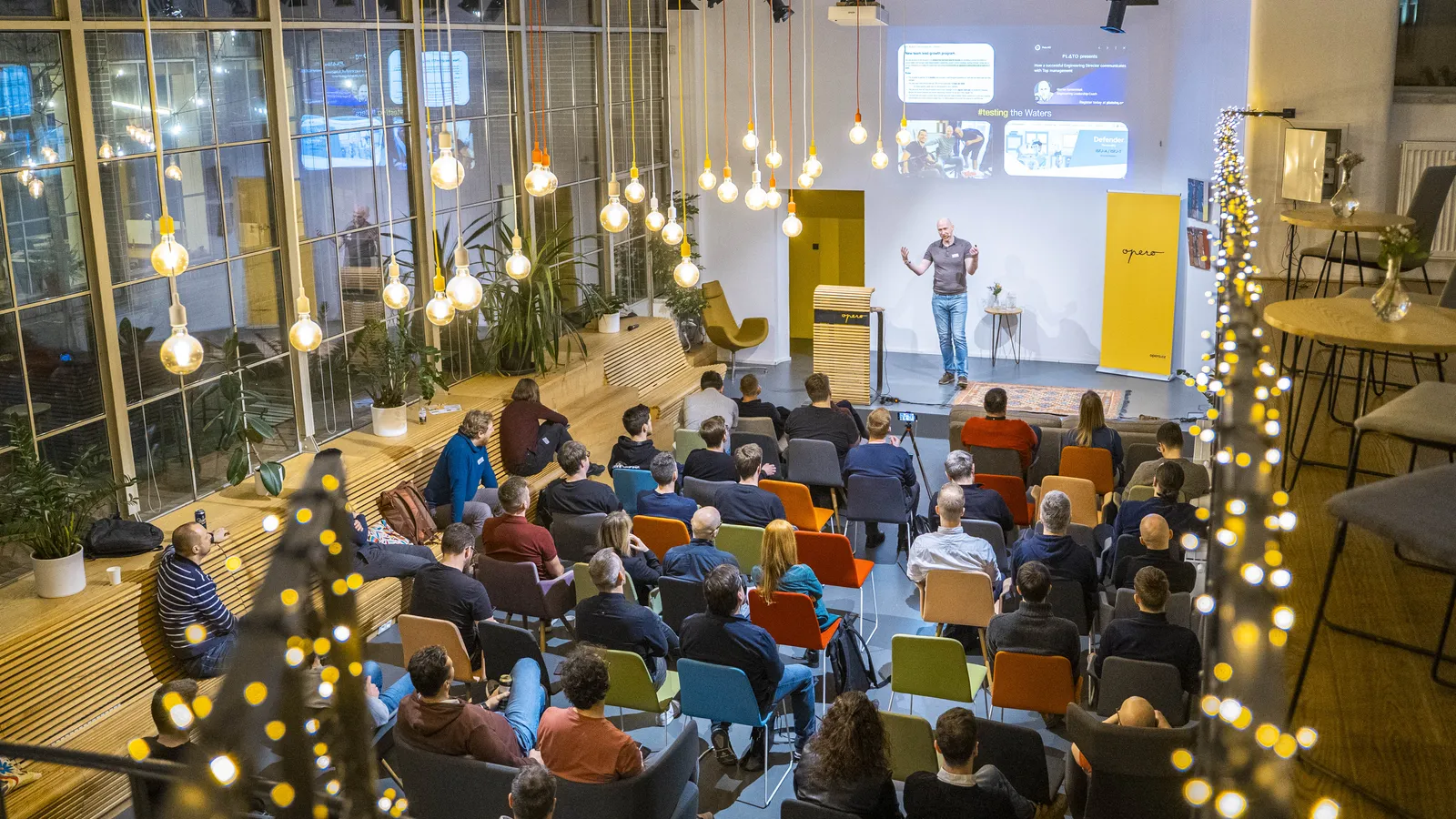 Full ELC meetup room seen from the back
